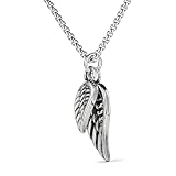 Xusamss Punk Jewelry Titanium Steel Angel Wings Pendant Necklace(Steel)