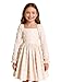 HILEELANG Tween Girls Long Sleeve Flower Girl Dress Cream, 3D Flower Applique Bow Tie Elegant Holiday Wedding Princess Church Outfit 9-10T