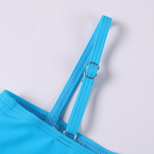Image of Girls 2 Piece Bathing Suits Kids Color-Blocking High Waist Bikini Set Teen Swimsuit Beach Swimwear for 3-16 Years