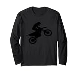Dirt Bike Motorcycle Wheelie, Blackout Design Silhouette Long Sleeve T-Shirt