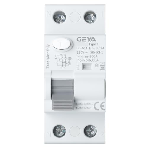Interruptor Diferencial Tipo F 40A 30mA 2P (1P+N) 6kA - Alta Inmunidad Superinmunizado - Detecta Corrientes hasta 1kHz - Carril DIN