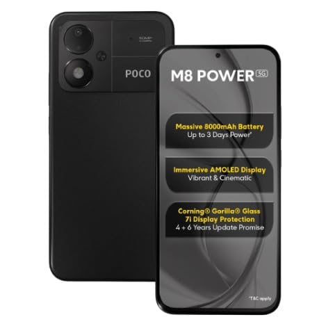 Image of POCO M8 Power 5G (Black, 128 GB) (8 GB RAM) | Snapdragon Gen 4 | 50 MP Camera | 6.99-inch Display | 8000 mAh Battery