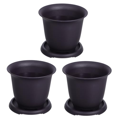 Yardwe Ensemble De Pots Décoratifs 3 Grands Pots Bol À Bonsaï Pots De Jardin avec Bac De d'eau Matériau PP Polyvalent
