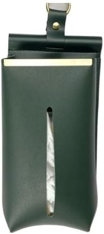 Leather Mounted Car Tissue Box for Toilet Wall Hanging with Gold Border for Storage(Greenish Brown)
