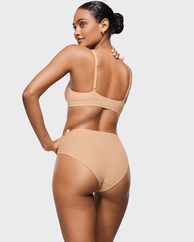 Image of INLYRIC Women's Inbarely Soft Full Briefs - Mid Waist Underwear Breathable Stretch Tagless Ladies Panties 3 Pack