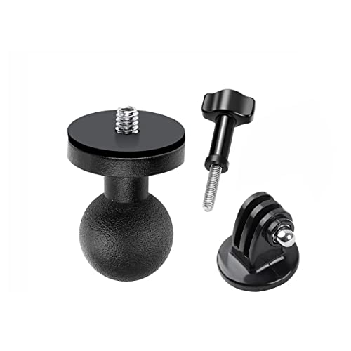 Image of 25mm / 1 inch Ball Alloy 1'' Ball Adapter with 1 /4 inch-20 Threaded Stud for Action Camera & Camcorder Compatible with RAM Mounts B Size Double Socket Arm