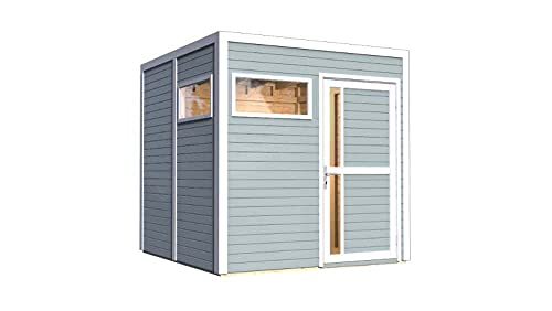 Carlsson Gartenhaus Holz und Gerätehaus Design Cube | Hochstabile Massive Elementbauweise | Mit Flachdach… – Bild 3