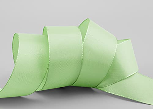 finemark 50 m x 40 mm Taffeta Ribbon Lime Green Pastel Green Light Green Decorative Ribbon Gift Ribbon Fabric Ribbon Table Decoration Wedding Easter Ribbon Visco Taffeta Card Making Crafts