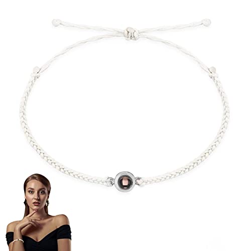 FokCalgary Bracelet Photo personnalisé,Bracelets Photo Personnalisés pour Femmes - Bracelet personnalisé de Couples de Corde de Photo Je t'aime Bracelet Bracelet de 100 Langues Cadeaux pour Lui Son Cover