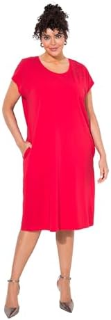 Ulla Popken Damen große Größen Übergrößen Plus Size Jerseykleid, Hotfix Detail am Ausschnitt