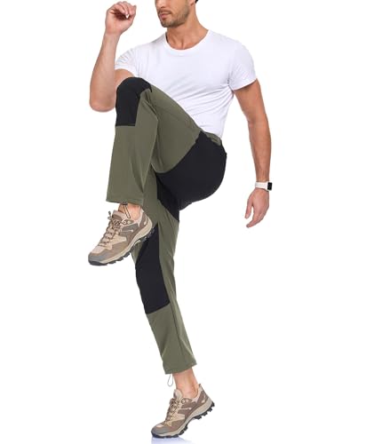 Elainone Wanderhose Herren Outdoor Hosen Stretch Trekkinghose Arbeitshosen Männer Mit 5 Taschen für Viele Outdoor-Aktivitäten Forest Green M