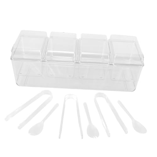 NAMOARLY Ice-cooled Condiment Holder Condiment Server Bar Divided Serving Tray Produce Containers for Fridge Chilled Fruit Box
