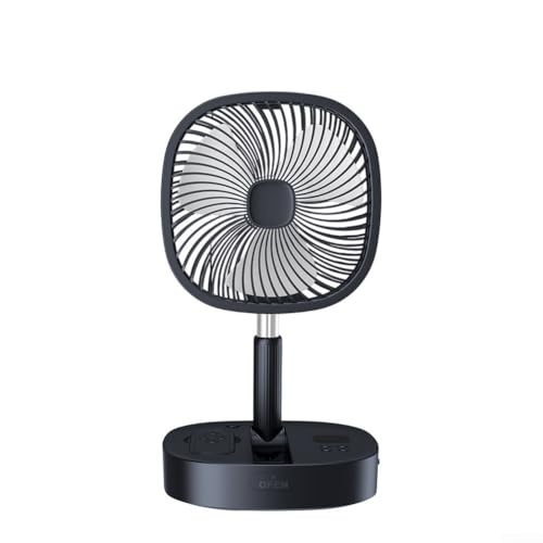 Ventilador de almacenamiento plegable, carga USB, ventilador de suelo plegable, 5 velocidades, ventilador de almacenamiento portátil plegable de 180° en la parte delantera y trasera (azul)