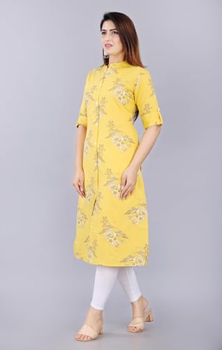 Image of Women Printed Collar Neck Half Sleeve Regular Fit Formal Kurti for Women's