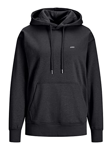 JACK & JONES Damen Jxabbie Rlx Every Hood Swt Noos Kapuzenpullover, Black/Print:white Jjxx Logo, L EU Cover