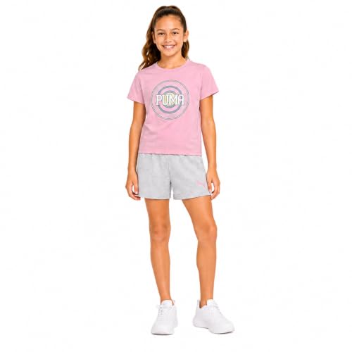 Image of PUMA Girls Athletic Shorts Set - 2 Piece Active Performance TShirt and Gym Bike Kids Shorts Girls Activewear Set (7-14)