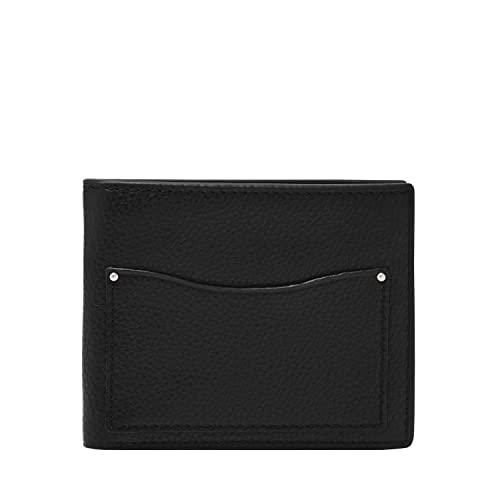 Image of Fossil Men's Anderson Leather Slim Minimalist Bifold Front Pocket Wallet, Black, (Model: ML4577001)