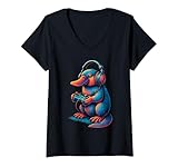 Photo Gallery donna platypus retro gamer vintage gaming amante degli animali maglietta con collo a v Photo Gallery donna platypus retro gamer vintage gaming amante degli animali maglietta con collo a v