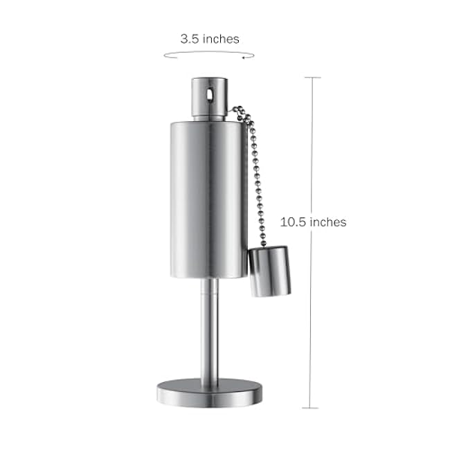 Table Top Torch Canister - 10.5in Tall Stainless Steel Refillable Citronella Torches Outdoor - Tabletop Torches for Outside Patio or Deck - Oil Lamp Outdoor Lighting by Pure Garden