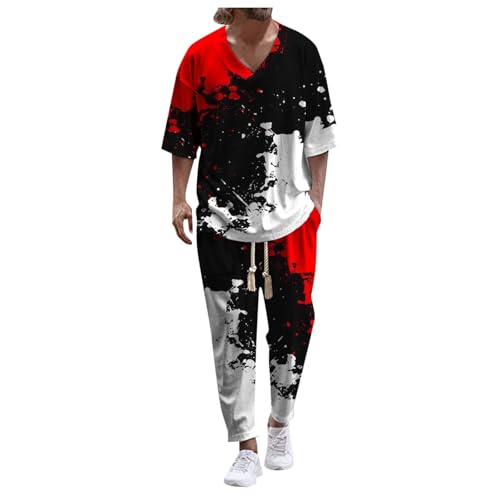 Survêtement unisexe colorblock avec chemise blanche manche longue et pantalon large