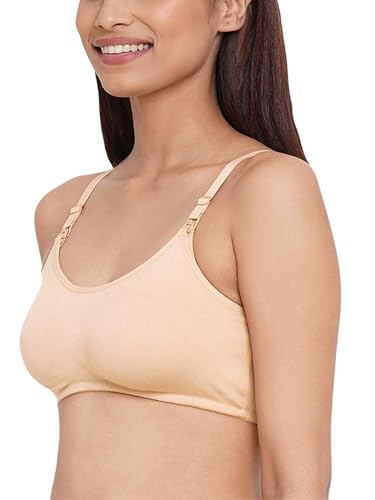 Image of Inner Sense Organic Cotton Bamboo Nursing Bra for Women I Non Padded Feeding Bra with Keyhole Back Design and Wire Free I Maternity Innerwear with Full Coverage
