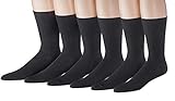 James Fiallo Men's Diabetic 6 Pair Physicians Approved Crew Socks, Non-Binding, Losse Top