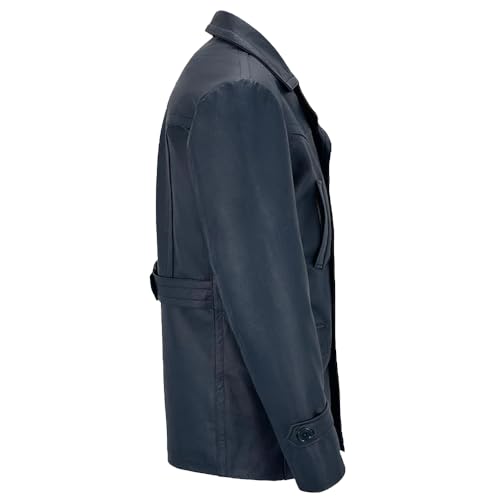 Image of Men's Kriegsmarine German Ww2 Dr Who Reefer Hide Leather Jacket Coat Mens Leather Car Coat
