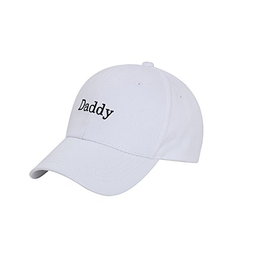 ZLYC Embroidered Cotton Baseball Cap Adjustable Snapback Dad Hat (White,Daddy)