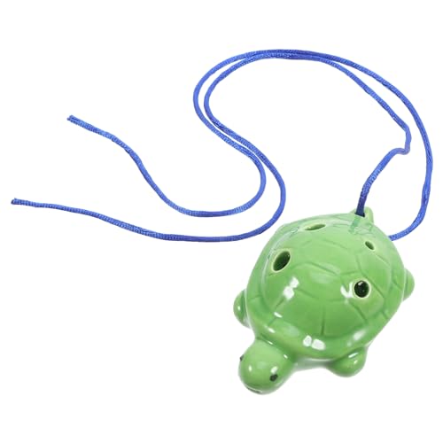 Toddmomy 6-hole Turtle Shape Ocarina Flute White Porcelain Lightweight for Easy Carrying Lanyard Random