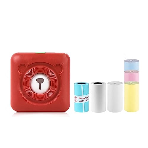 Image of Red Portable Thermal Photo Printer Wireless Mini Pocket Pictures Label Sticker Printing 58mm(304RED Add 6rolls)