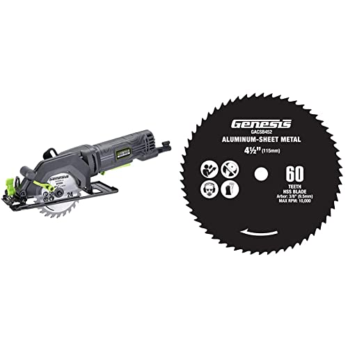 Product Image of the Genesis GCS445SE 4.0 Amp Compact Circular Saw Bundle with Blade and Accessories