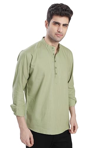 Image of DIVISIVE Men's Slim Fit Full Sleeves Cotton Short Kurta