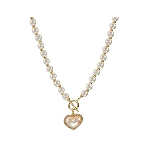 VCCKNB JEWELRY Pearl Necklaces Heart Necklace Pearl Choker Necklace for Wedding Bridal Party Wedding Birthday Anniversary Cover