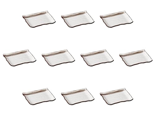 Set of 10 Shino Ryuen Fuchi Wave Square Dishes [6.0 x 4.7 x 0.8 inches (15.2 x 12.1 x 2 cm) | Setomonohonpo