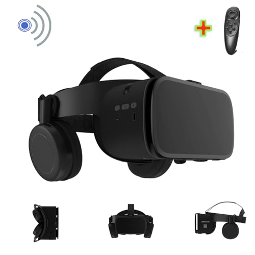 VR Headset for iPhone & Android Phones with Wireless Headphones, Virtual Reality Goggles Set for 4.5