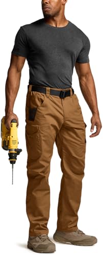 Image of CQR Men's Quick Dry Work Pants, Water Resistant Outdoor Tactical Pants, Lightweight Stretch Cargo Hiking Pants