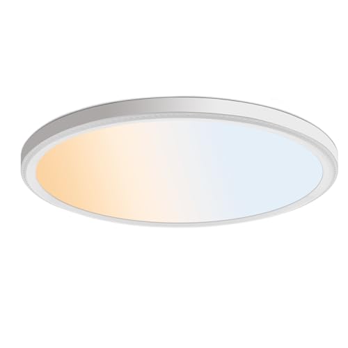 WKONCLDY 5CCT 3000k//3500k/4500k//5000k/6000k Selectable Dimmable Led Flush Mount Ceiling Light 20 Inch 5000LM Round Modern Flat Panel Super Slim for Living Dining Kitchen Bedroom Room