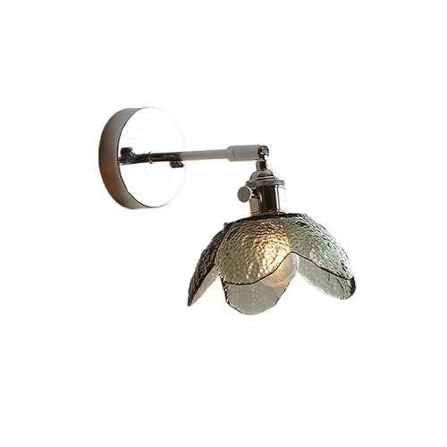 MRBVAOXVD Lámparas de Pared Interiores Gris Fumigado de Cinco Pétalos de Flores de Vidrio Lámparas de Pared, Industrial Wall Sconces Diamond Glassy Pull Cswitch