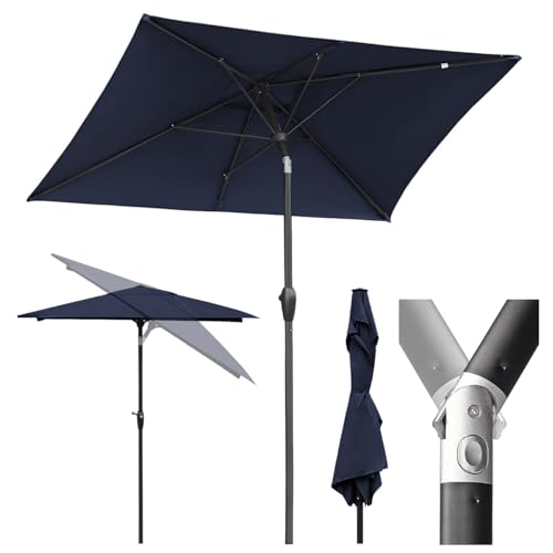 Sekey Aluminum Sonnenschirm 210 × 140 cm Balkon Sonnenschirm Rechteckig für Balkon Garten & Terrasse Sonnenschutz UV 50+