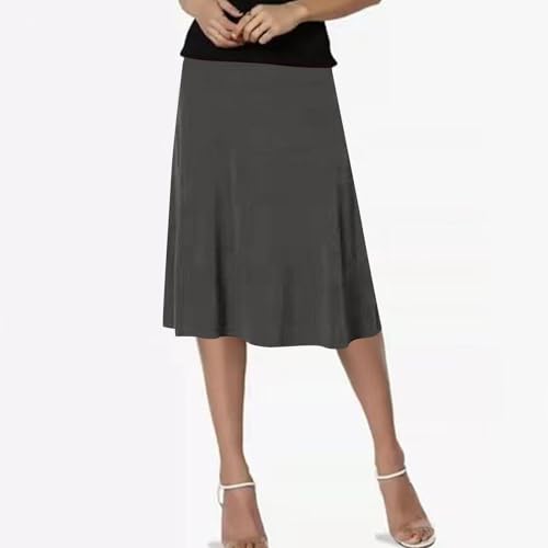 Women's Midi Skirt Flowy Elastic High Waisted Casual Pleated Skirts Fashion Summer Fall Outfits Clothes2