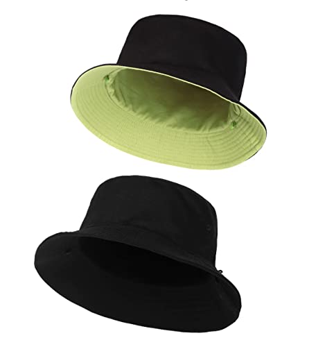 Zylioo 2 Stück XL Reversibel Bucket Hat Große Doppelseitig Anglerhut Beidseitig Fischerhut Sonnenhut Sommerhut Herren Eimerhu