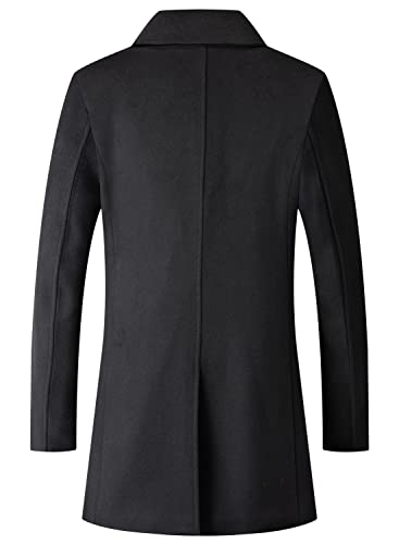 chouyatou Men's Classic Double Breasted Wool Blend Pea Coat Mid Long Trench Coat2