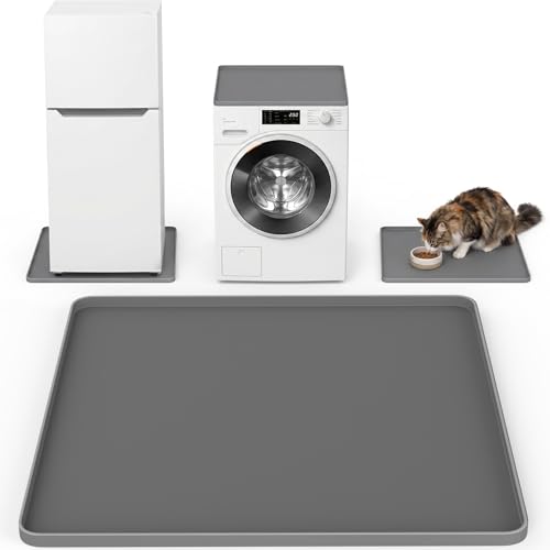 Image of NAMTSO Mini Fridge Silicone Mat, 24 inchx24 inch Floor Protector Drip Tray, Grey | Waterproof & Non-Slip Water Cooler Mat, Soft Silicone Tray for Ice Maker, Humidifier & Coffee Maker, Portable AC Drip Pan