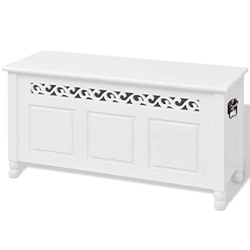 vidaXL Cassapanca in Stile Barocco Elegante Robusta Resistente Scomparto Ampio Nascosto Panca Stoccaggio Baule Cassa Stoccaggio in MDF Bianco