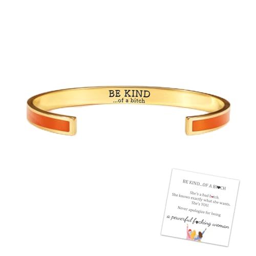 LIU JUN Be Kind of A Bitch Color Bangle, Ispirational Friendship Bracelet for Women, Stackable Stainless Cuff Bangle, Friendship Bracelet, Jewelry Gifts for Women