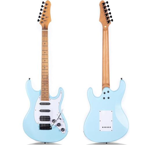 エレキギター 初心者セット 初心者向けモダンエレクトリックソリッドボディギター(Blue)