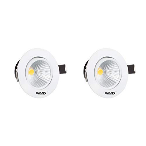 SEON 18 Watt LED COB Down Light For Ceiling (Cool White, Pack of 2) BIS Approved Driver, 2 Year Warrenty