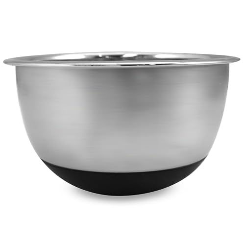 Fackelmann Ciotola antiscivolo per impastare, miscelare, lavare, materiale in acciaio inossidabile satinato, base in silicone antiscivolo, dimensione Ø26 x 17 cm