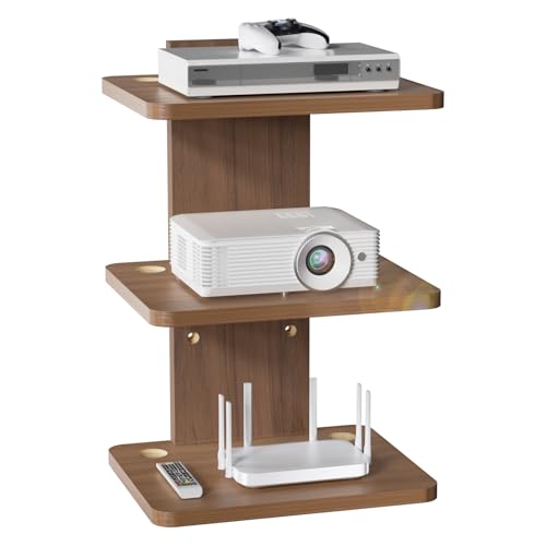 Image of WALI Floating TV Shelf, 3 Tier Projector Shelf for DVD Players, Routers, Game Consoles, Cable Boxes, Living Room Decor Accessories, Wall Mount Shelves Holds Up to 22lbs (CS303N), 3-Shelf, Walnut Brown | Projector Shelf for Routers, Game Consoles, Cable Boxes, Wall Mount Shelves Hold Up to 22lbs, (CS303N), 3-Shelf, Walnut Brown