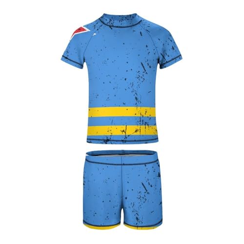 Retro Aruba FlagChildren's Casual Swimsuit Set - Simple and Versatile6-7Y（110cm）2
